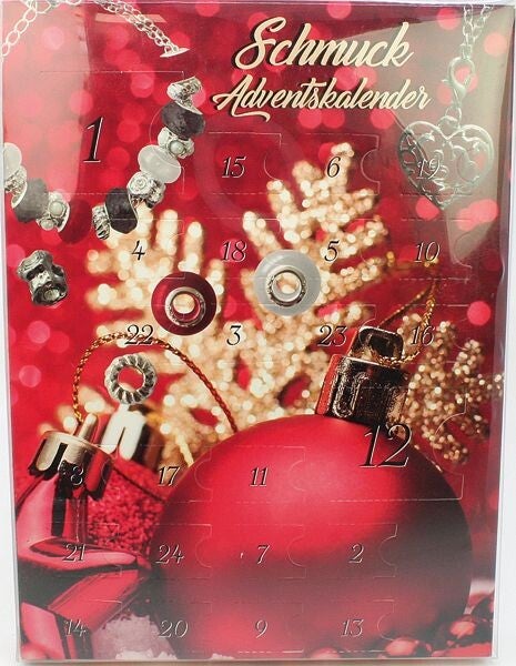 Azoza 24-delige Dames Kerst Adventskalender Sieraden Bedels voor haar Rood