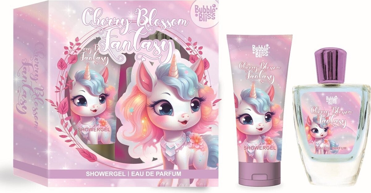 Bubble Bliss - Giftset - Unicorn Cherry Blossom Fantasy - Showergel + Eau de Parfum - Cadeauset voor Kinderen - Geschenkset