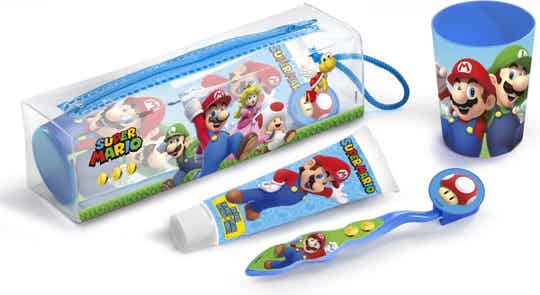 Lorenay - SUPER MARIO - Tandenborstelset + Tandpasta + Beker + Etui - Reistas voor kids