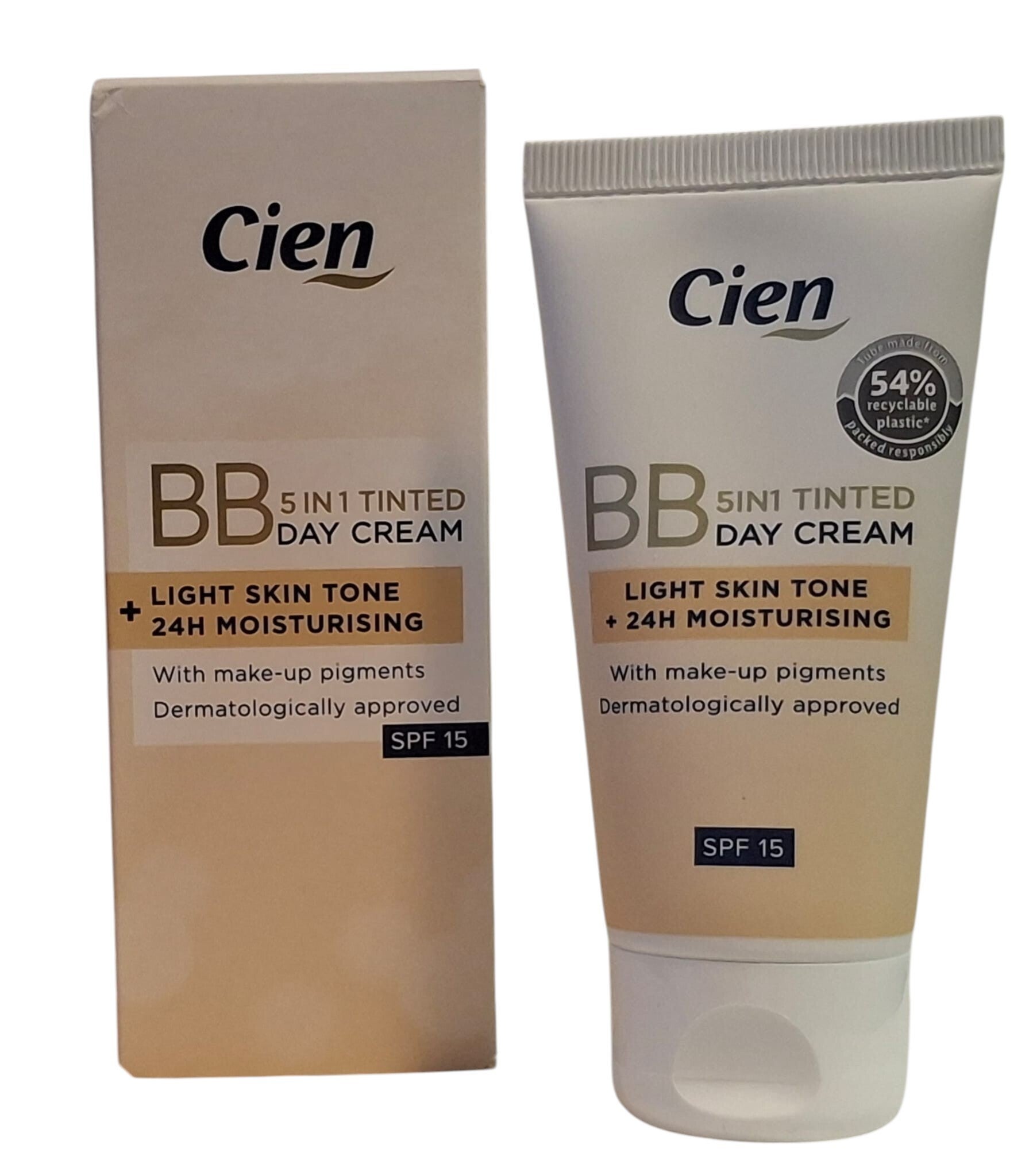 Cien BB Cream 5-in-1 Light SPF15 – Getinte Gezichtscrème – Lichte Dekking – 50 ml