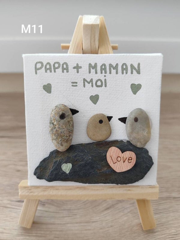 Mini toile sur chevalet - "famille" M11
