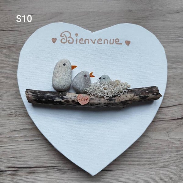Toile coeur "naissance" S10