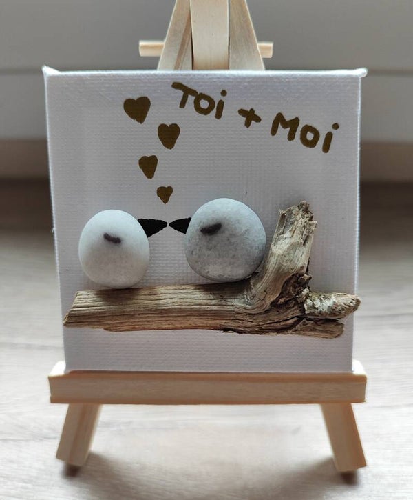 Mini toile sur chevalet - "couple" M9