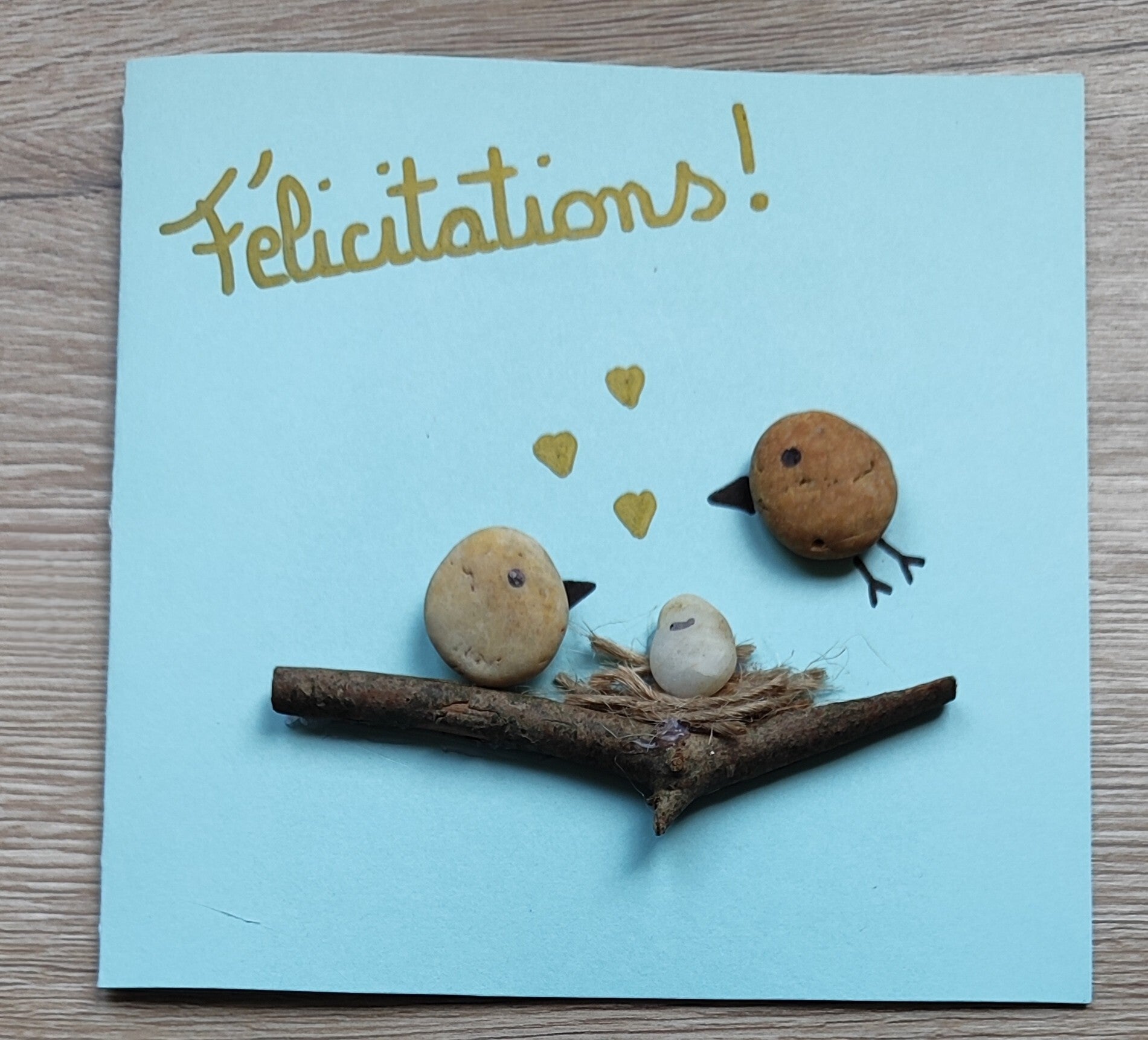 Carte double U9 avec enveloppe - naissance garçon