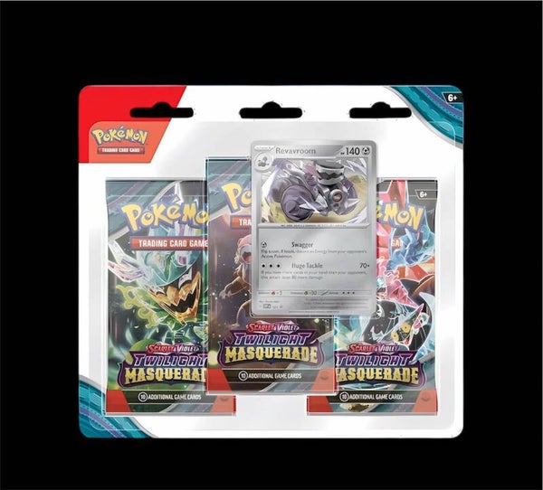 Pokémon Scarlet & Violet: Twilight Masquerade – 3-Pack Blister (Revavroom Promo)