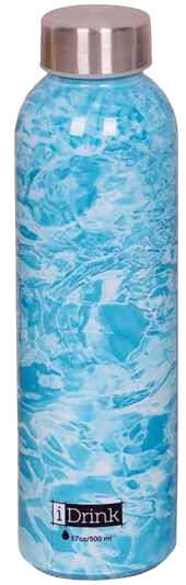 I-Drink glazen thermosfles Blauw 500 ml