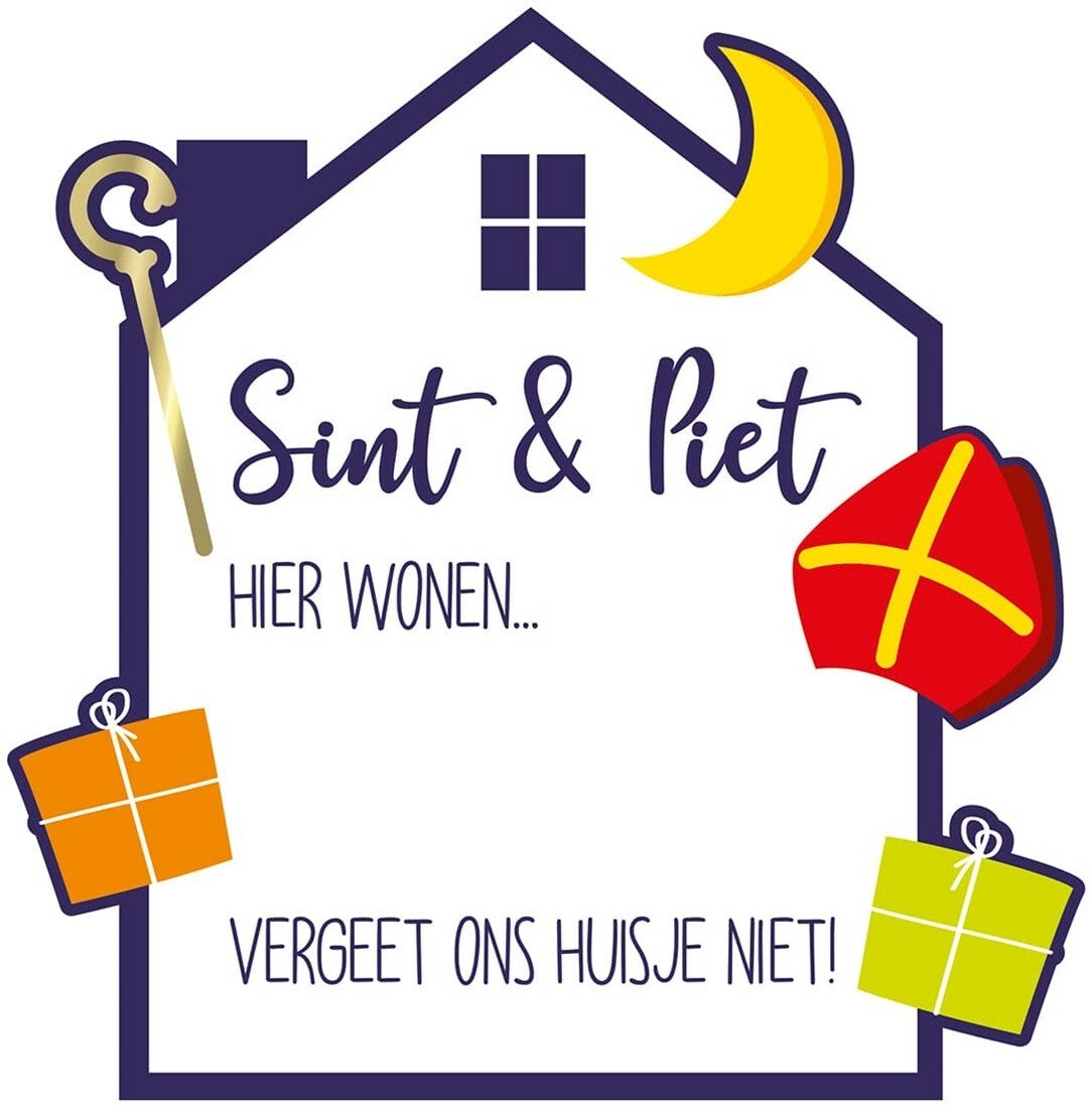 Raambord “Sint en Piet, hier wonen….