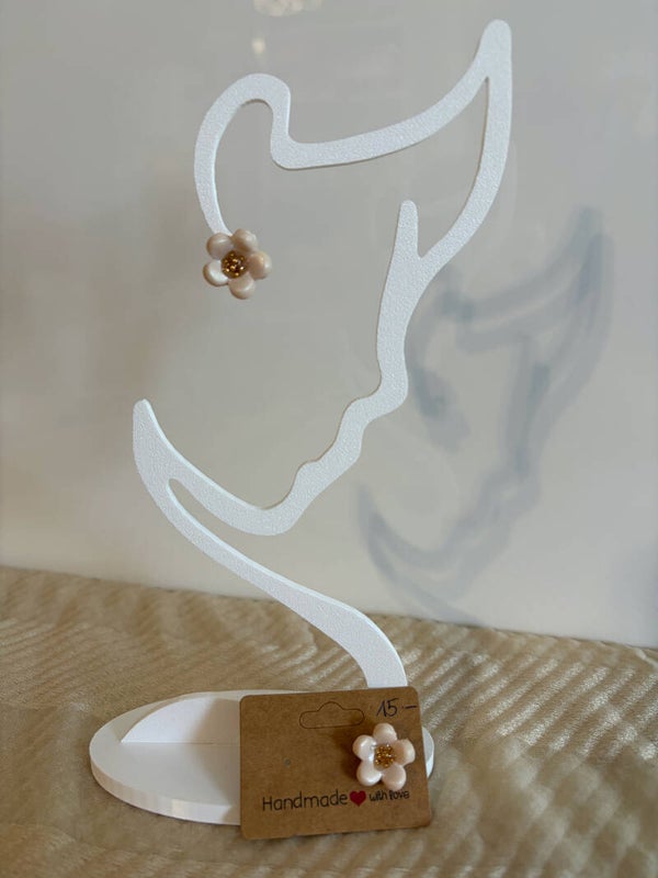 Ohrstecker Blume mit goldener Krone innen