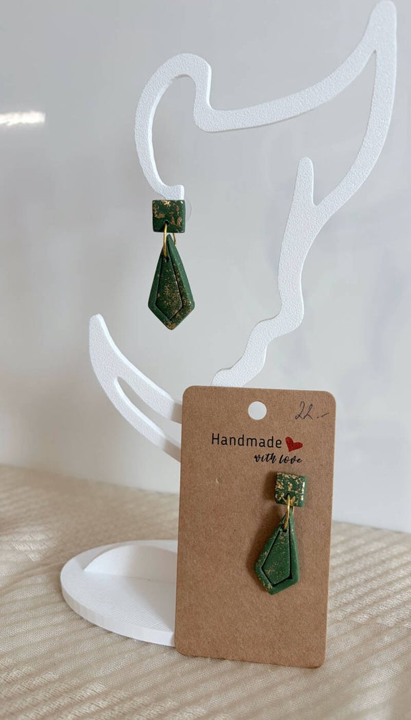 Ohrstecker mittel oliv mit gold