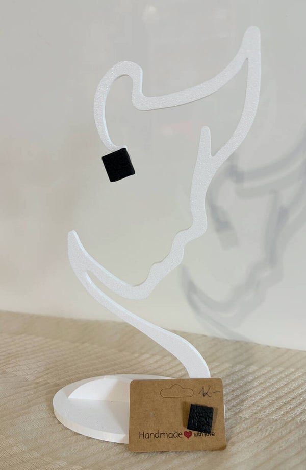 Ohrstecker Lederoptik schwarz eckig