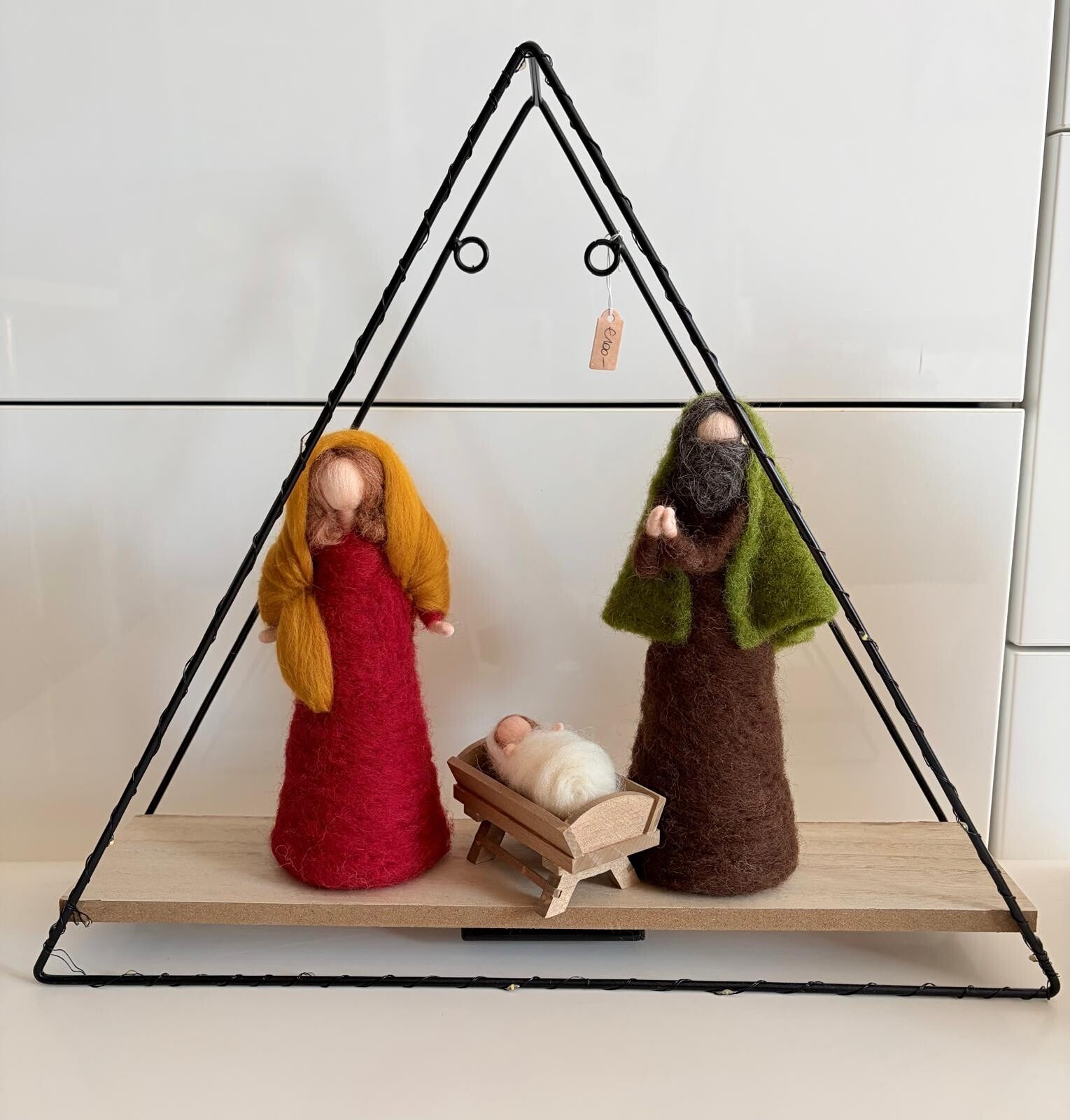 gefilzte Krippenfiguren Josef, Maria und Jesuskind