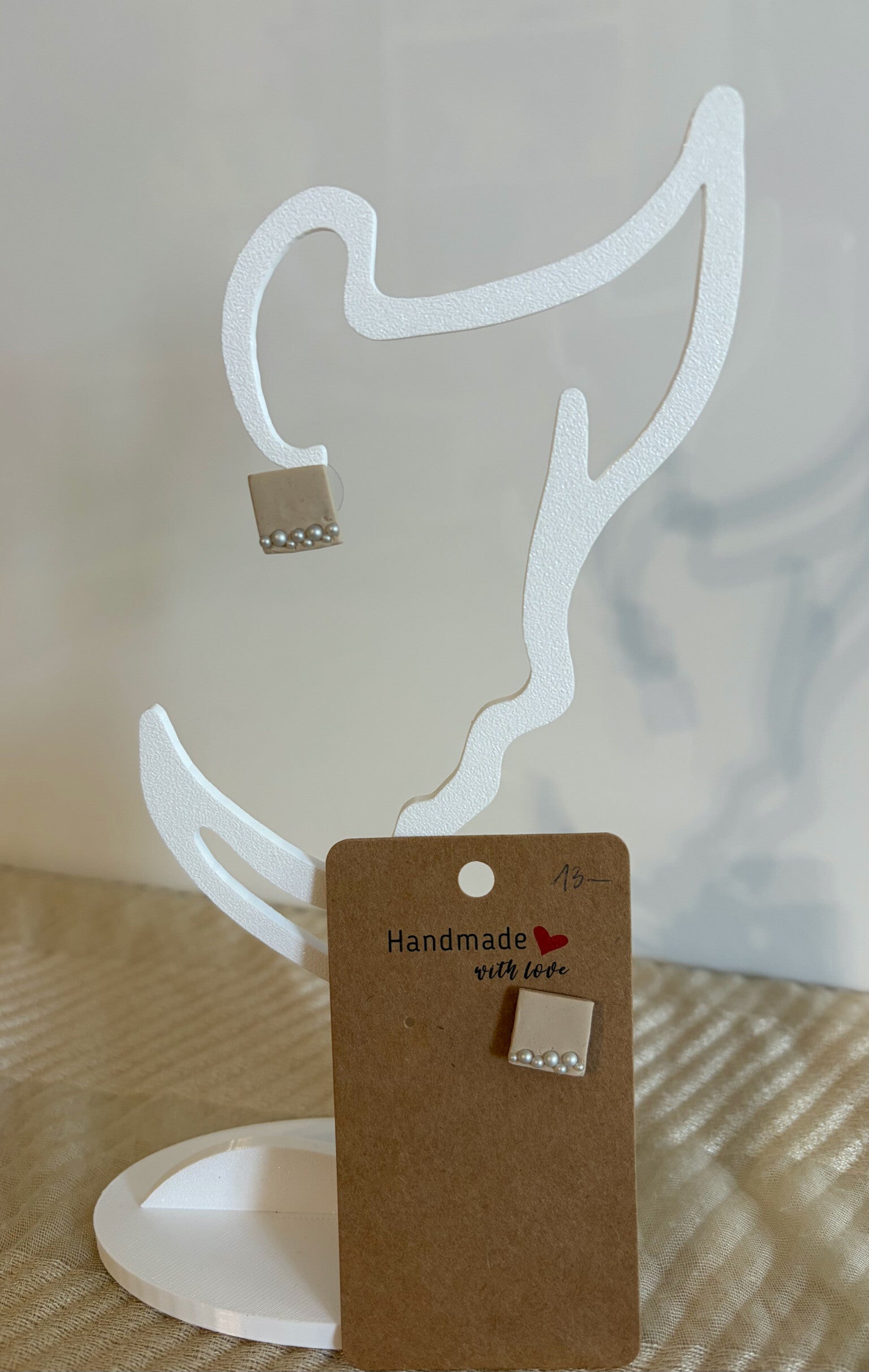 eckige Ohrstecker mit Perlen