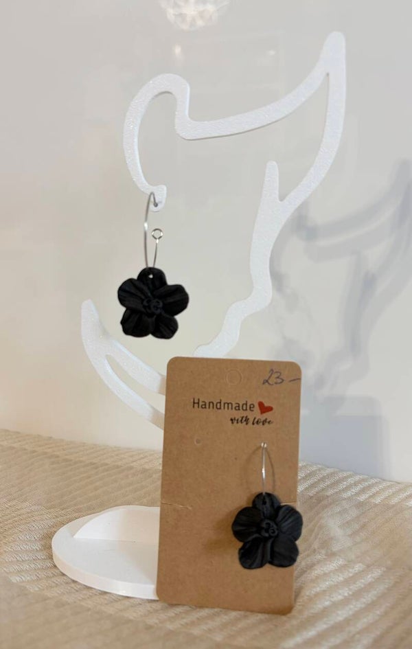 Creolen Blume schwarz mittel