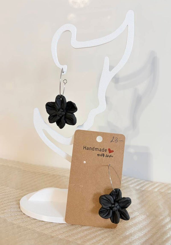 Creolen Schwarz Blume Mittel