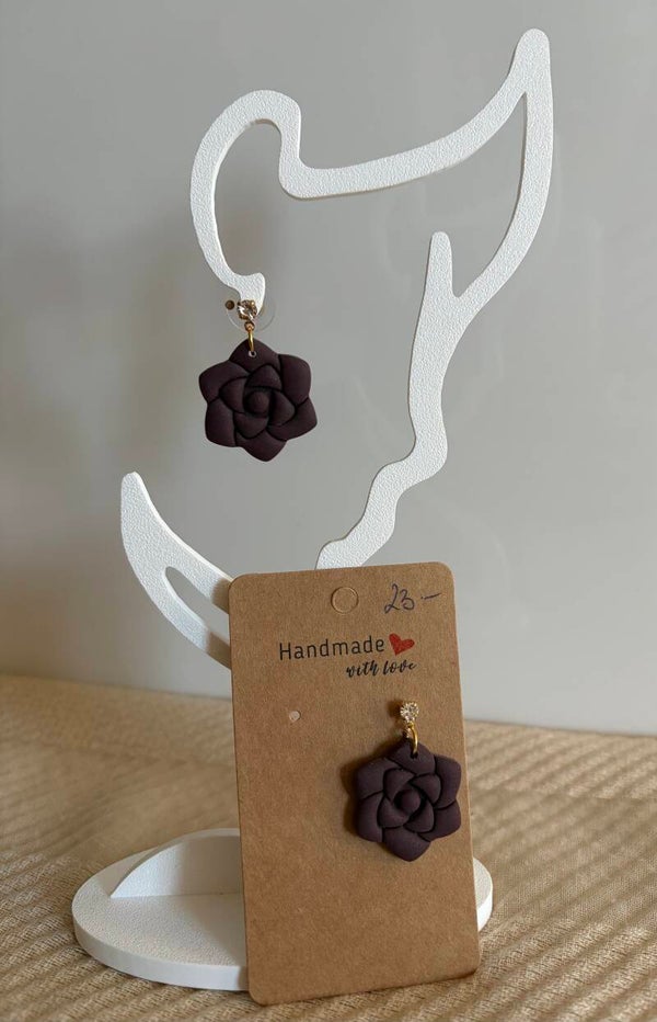 Ohrringe Blume mit Glitzerstecker Bordeaux