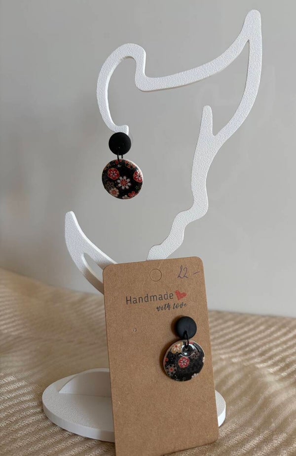 Ohrringe rund Blumenmuster