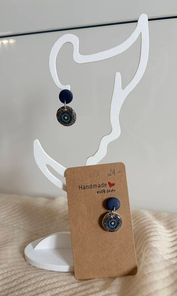 Ohrringe gemustert klein blau
