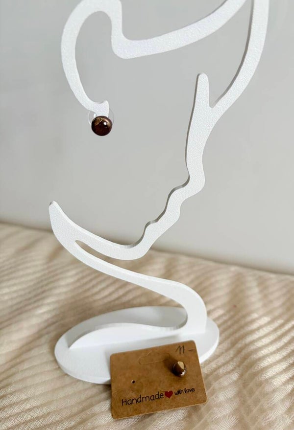 Ohrstecker braun mit Gold glitzernd