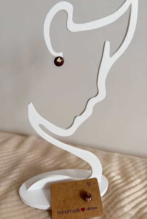 Ohrstecker beige mit Gold glänzend