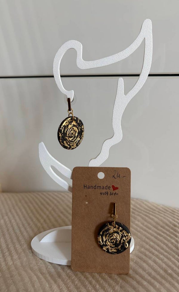 Ohrringe Rose schwarz Gold 1
