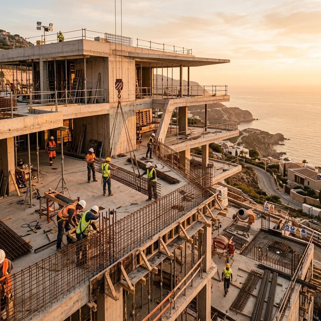 Cantiere di un edificio in cemento armato con vista mare – nuove costruzioni Gruppo della Corte