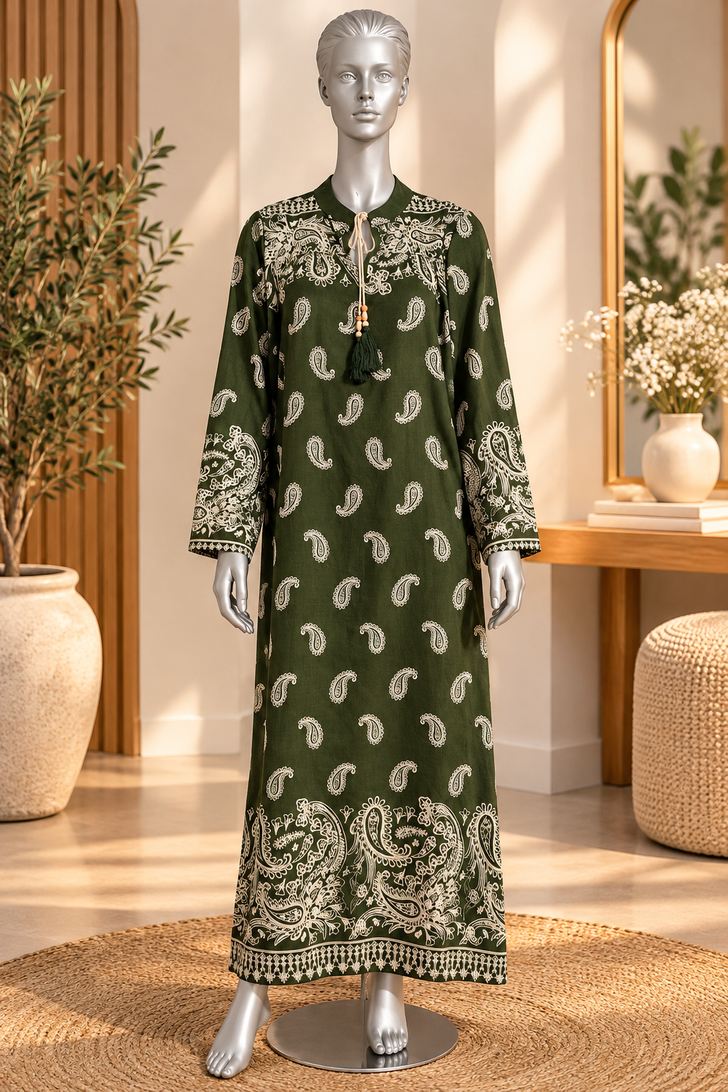 Robe longue élégante à motifs imprimés