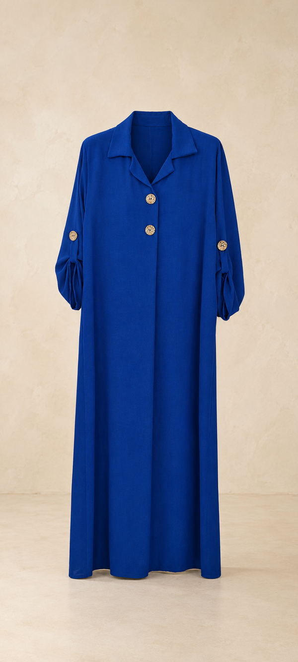 Robe chemise longue bleu royal