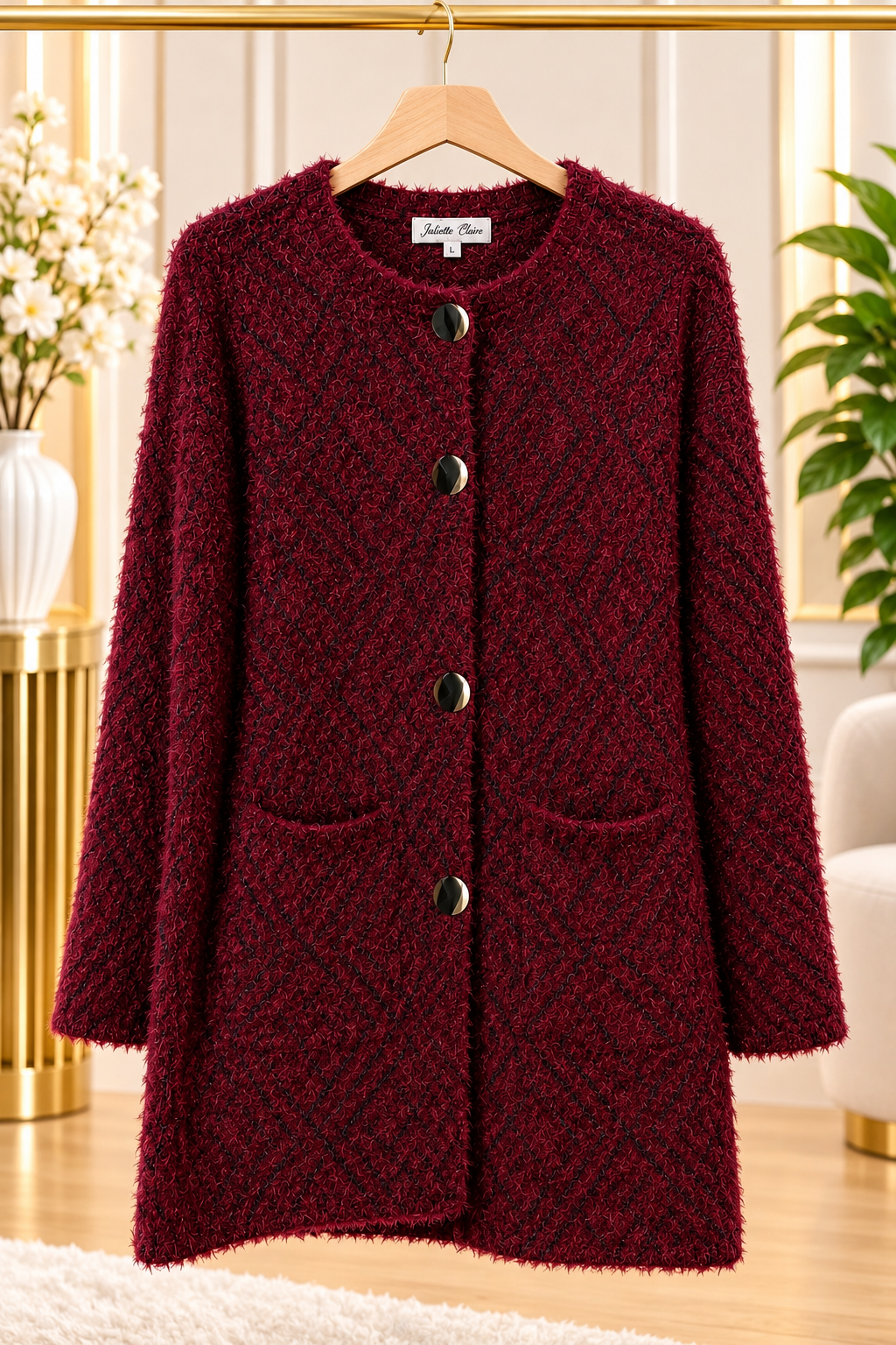 Gilet long en maille à motifs géométriques – Plusieurs couleurs