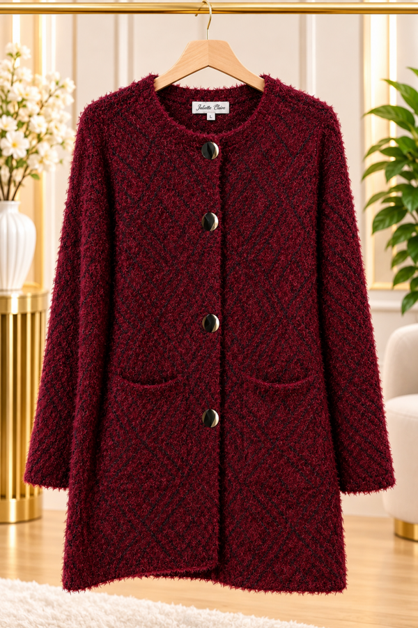 Gilet long en maille à motifs géométriques – Plusieurs couleurs