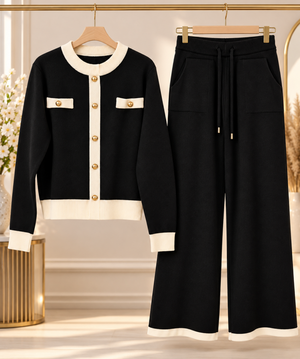 Ensemble tricot et pantalon large – Plusieurs coloris