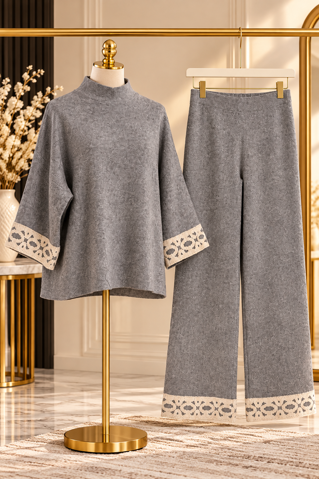 Ensemble 2 pièces chic avec broderie – Plusieurs coloris
