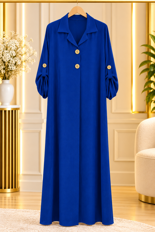 Robe chemise longue bleu royal