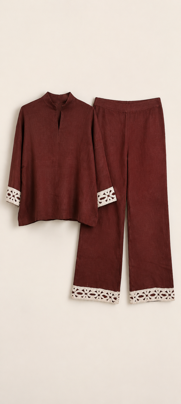 Ensemble 2 pièces chic avec broderie – Plusieurs coloris