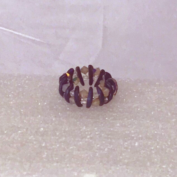 Navy Beads & Swarovski Crystals Ring