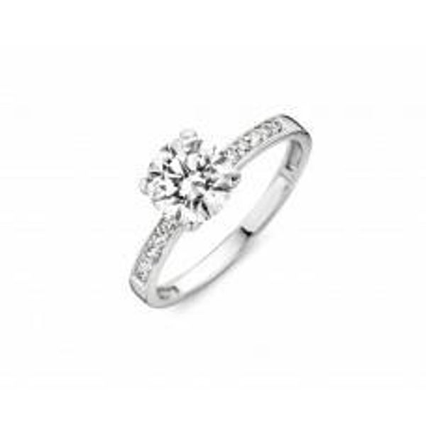 gr3961 Ring solitaire met zirconium in wit of geel goud