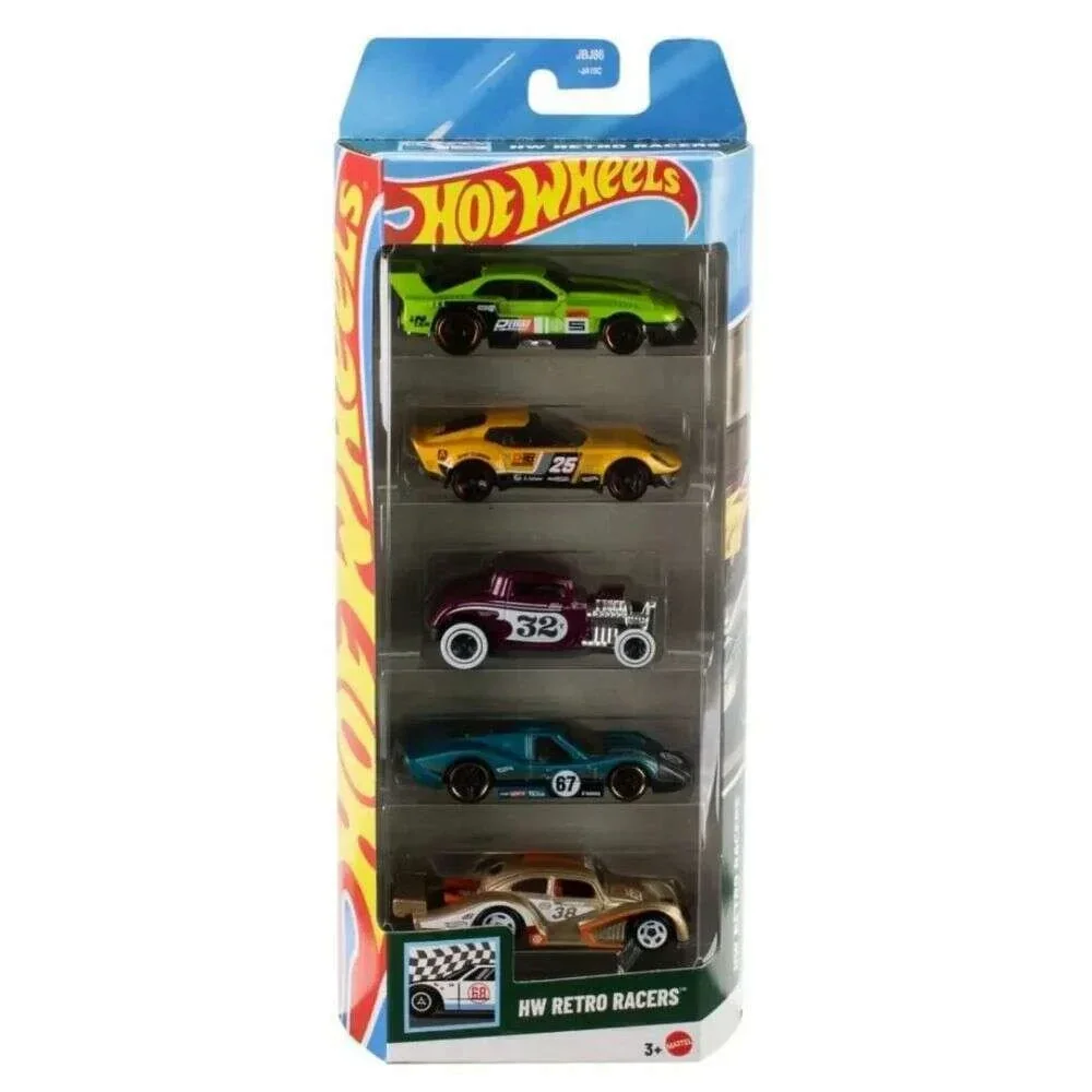 Hot Wheels Cadeauset met 5 Auto's - Retro Racers (JBJ86)