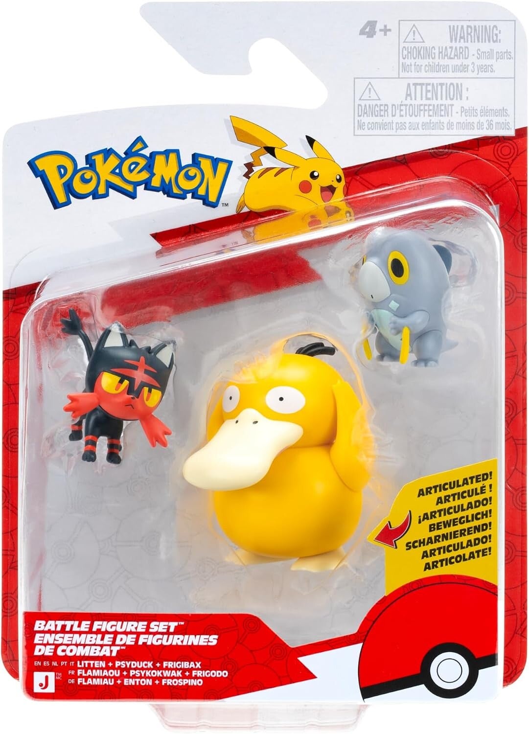 Pokemon Battle Figure Pack - Litten, Psyduck, Frigibax