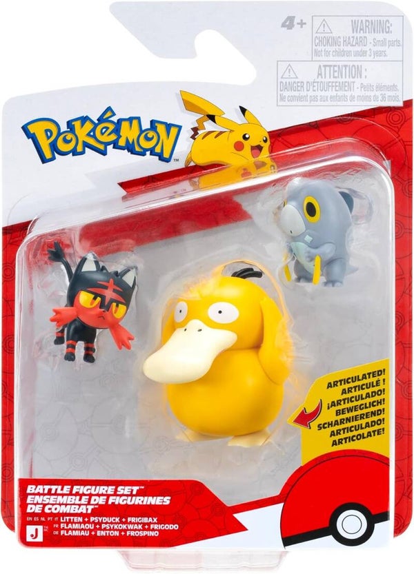 Pokemon Battle Figure Pack - Litten, Psyduck, Frigibax