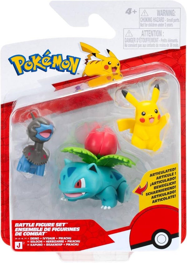 Pokemon Battle Figure Pack - Deino, Ivysaur, Pikachu