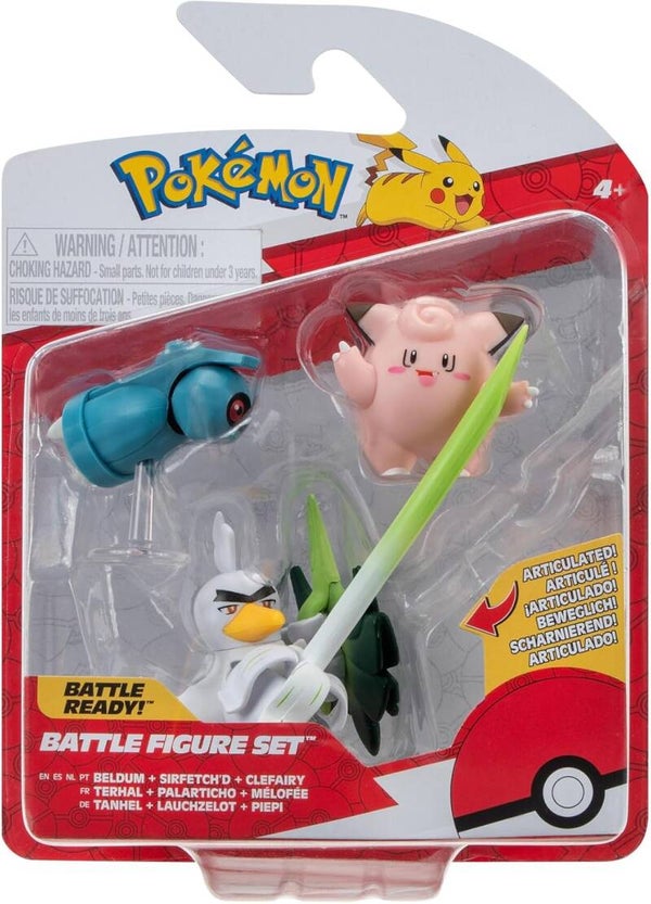 Pokemon Battle Figure Pack - Clefairy, Beldum, Sirfetch'd
