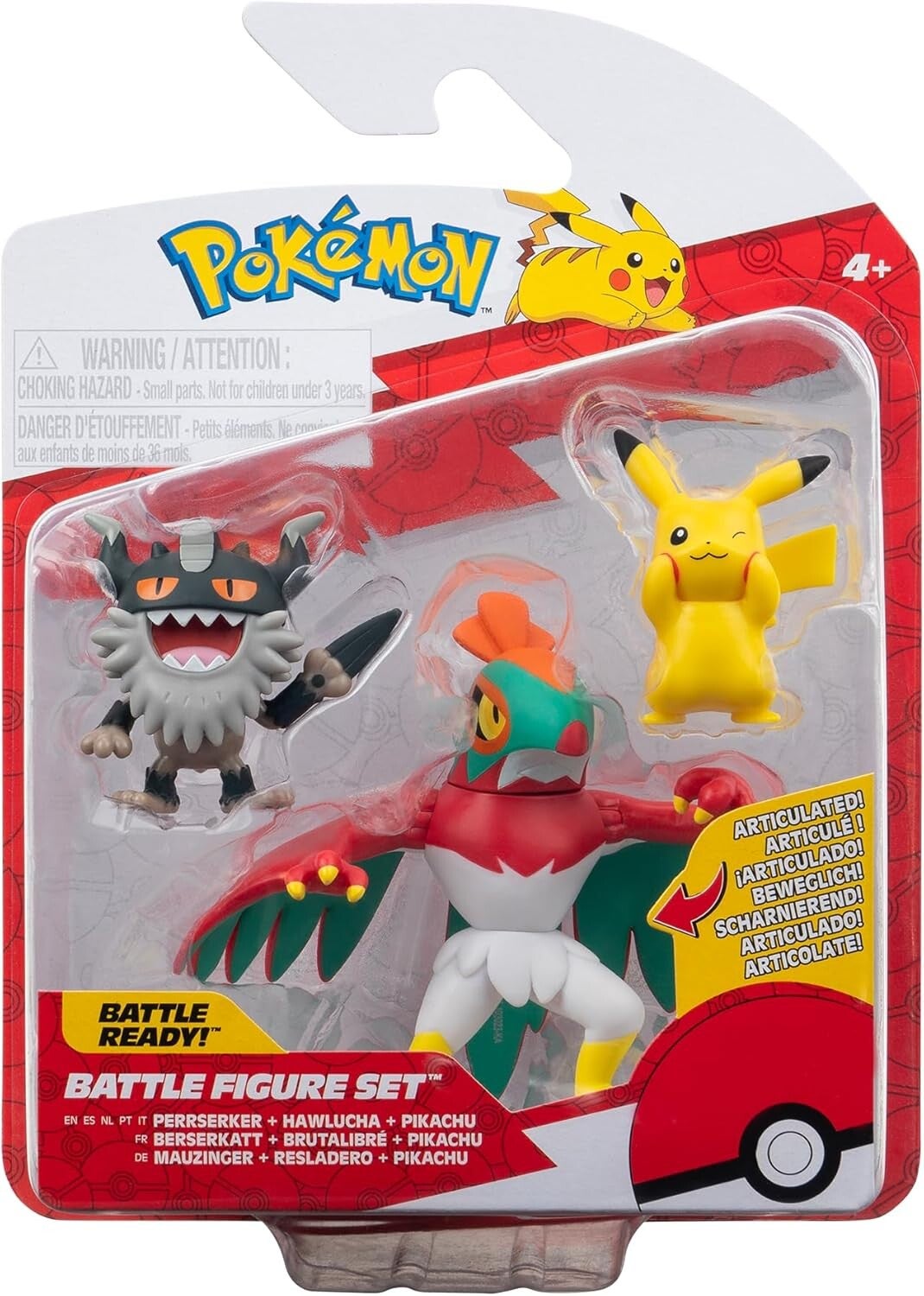 Pokemon Battle Figure Pack - Pikachu #8, Perrserker, Hawlucha