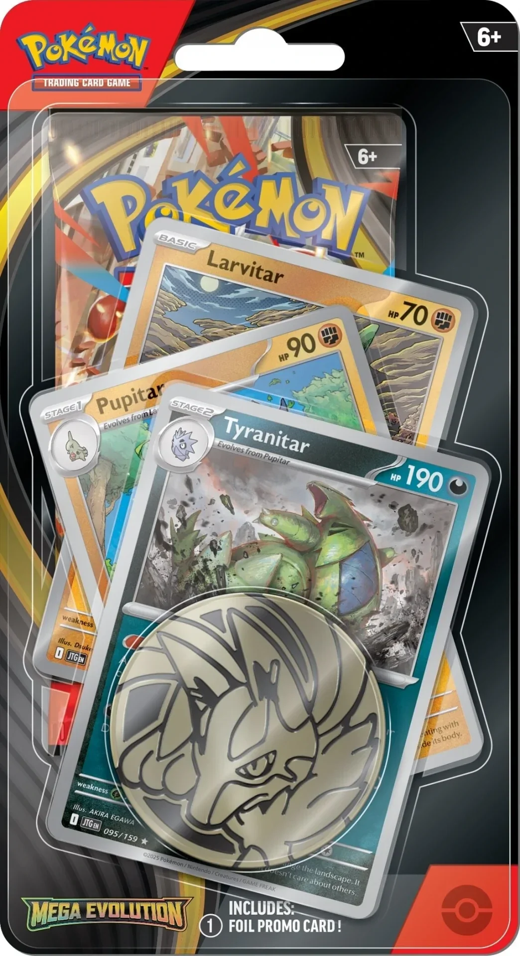 Pokemon TCG Mega Evolution Premium Checklane Booster Pack - Tyranitar-Pupitar-Larvitar