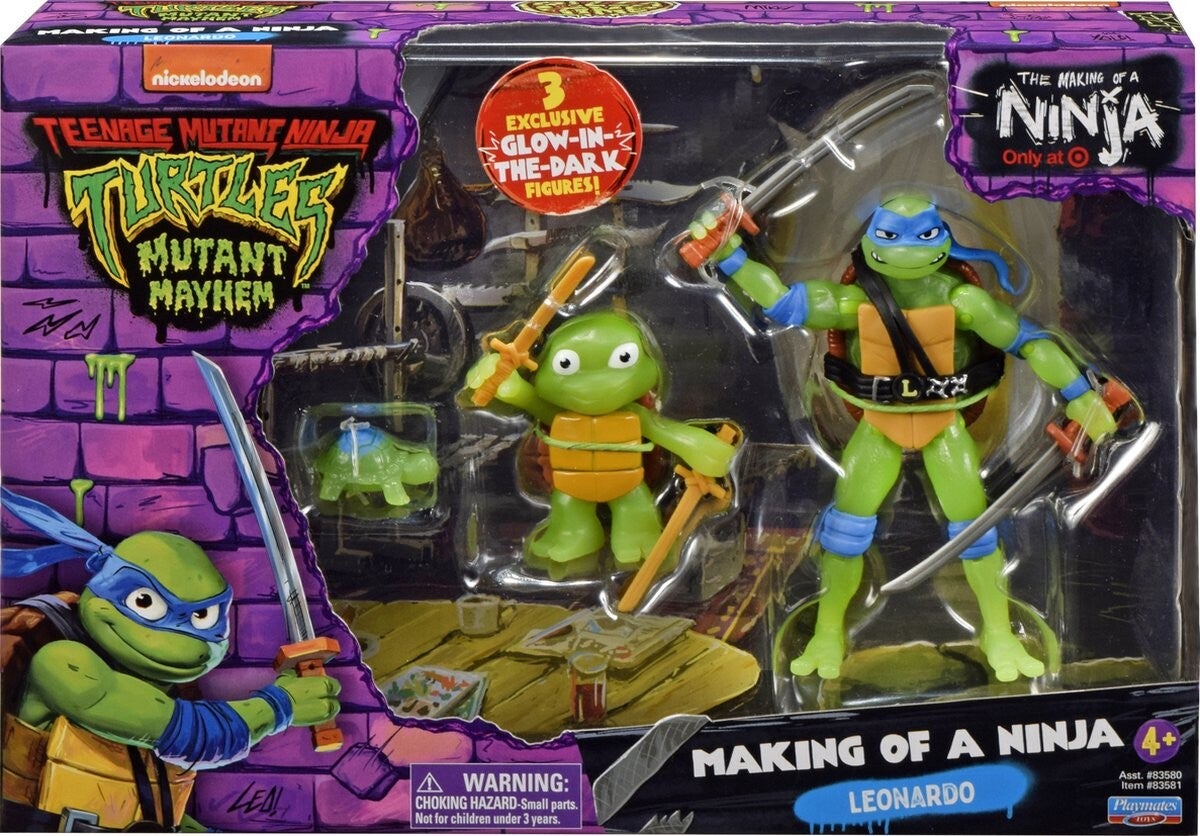 Teenage Mutant Ninja Turtles Mutant Mayhem Movie Figures - Making of a Ninja - Leonardo Evolutie 3-pack