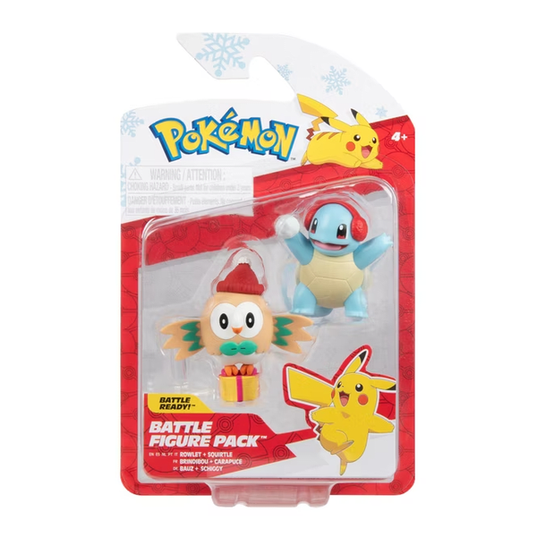 Pokemon Battle Figure Pack -  Holiday Rowlet & Squirtle