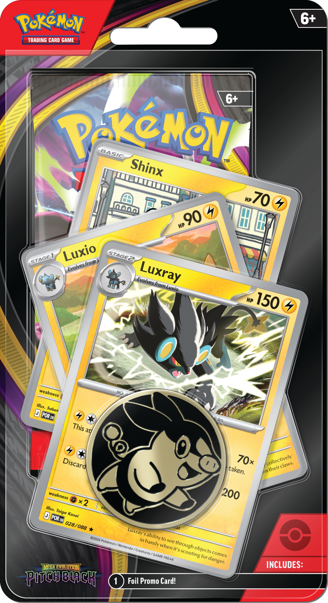 Pokemon TCG Mega Evolution Pitch Black Premium Checklane Booster Pack - Luxray-Luxio-Shinx