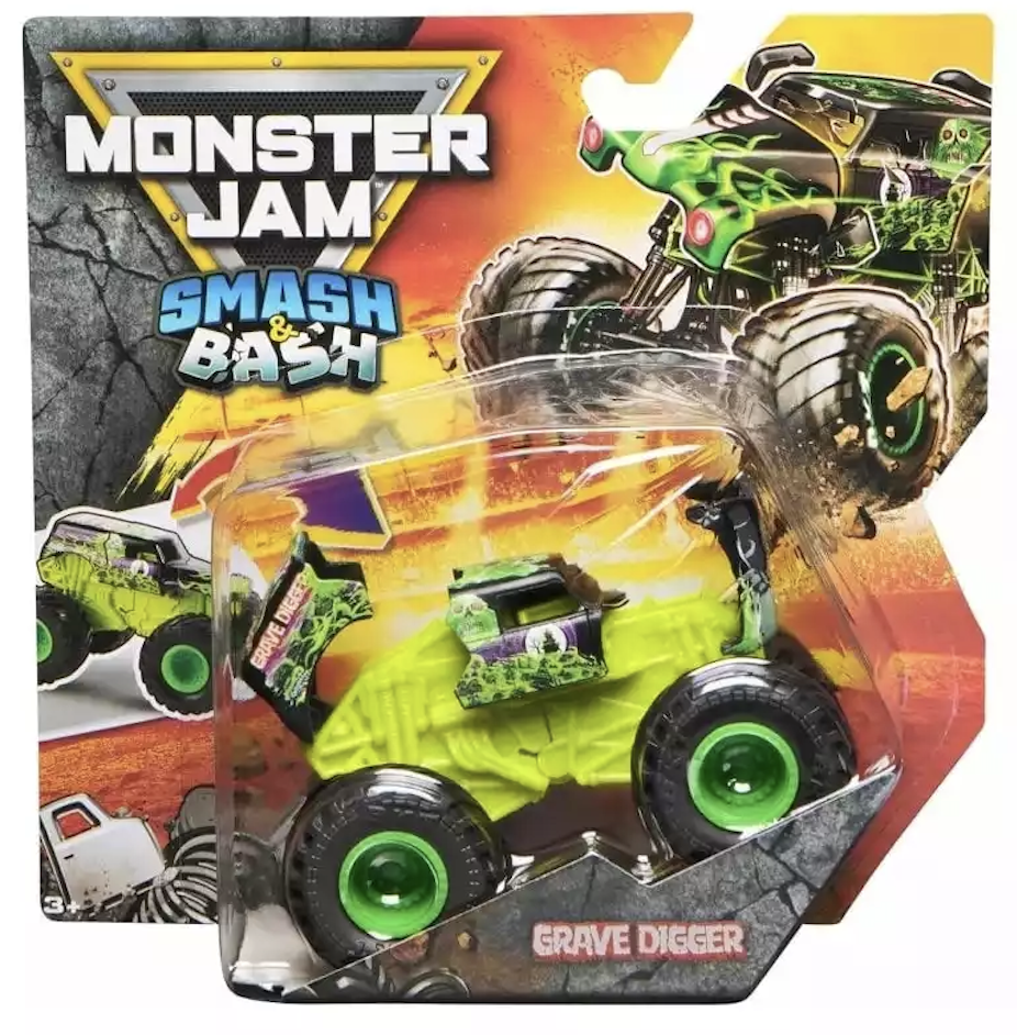 Monster Jam 1:64 Smash & Bash Die Cast Truck - Grave Digger