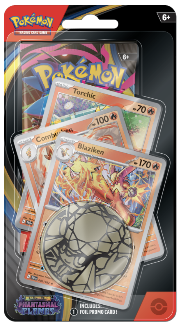 Pokemon TCG Mega Evolution Phantasmal Flames Premium Checklane Booster Pack - Blaziken-Combusken-Torchic