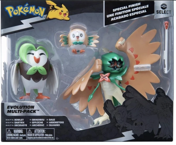 Pokemon Select Evolution Multipack Battle Figures - Rowlet, Dartrix, Decidueye