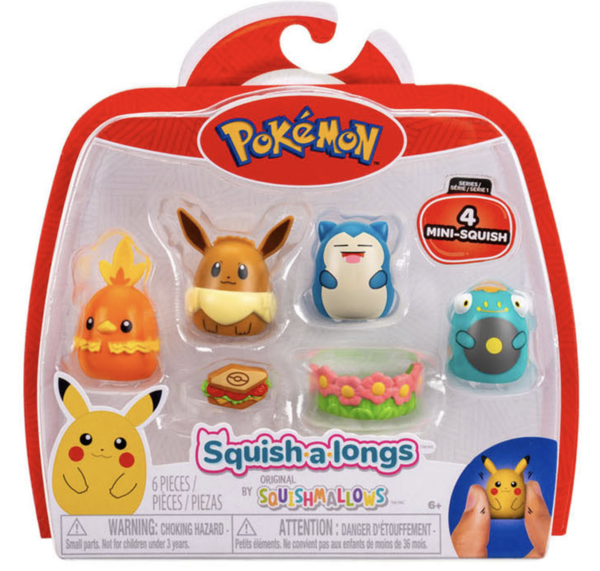 Squishmallows Squish-a-longs Pokemon 4-pack