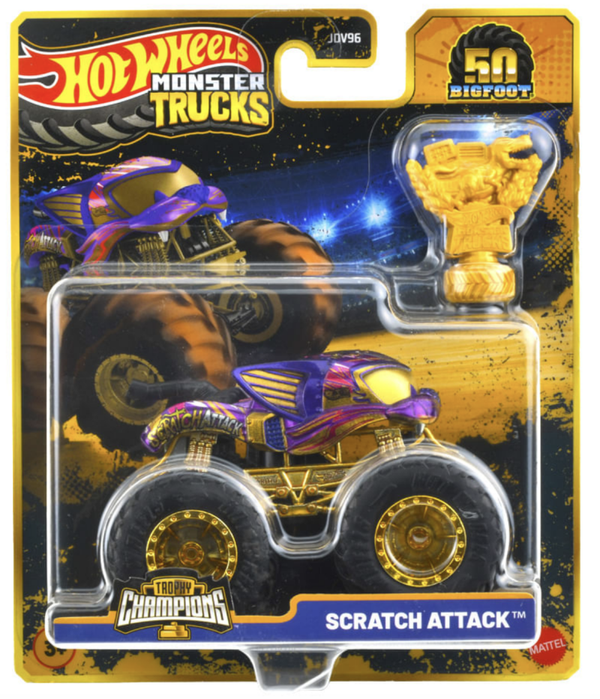 Hot Wheels Monster Trucks Bigfoot Trophy Champions - Scratch Attack